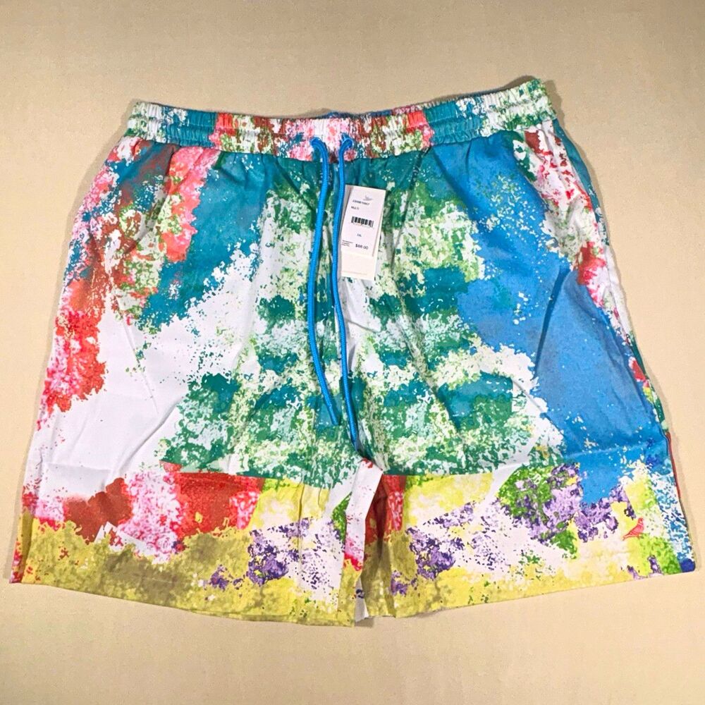 NWT Staple size 3XL multi color splash elastic waist drawstring shorts mens